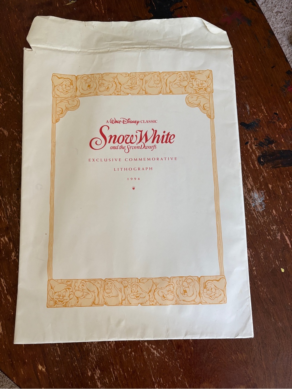 1994 Walt Disney Snow White and the Seven Dwarfs Commemorative Lithograph